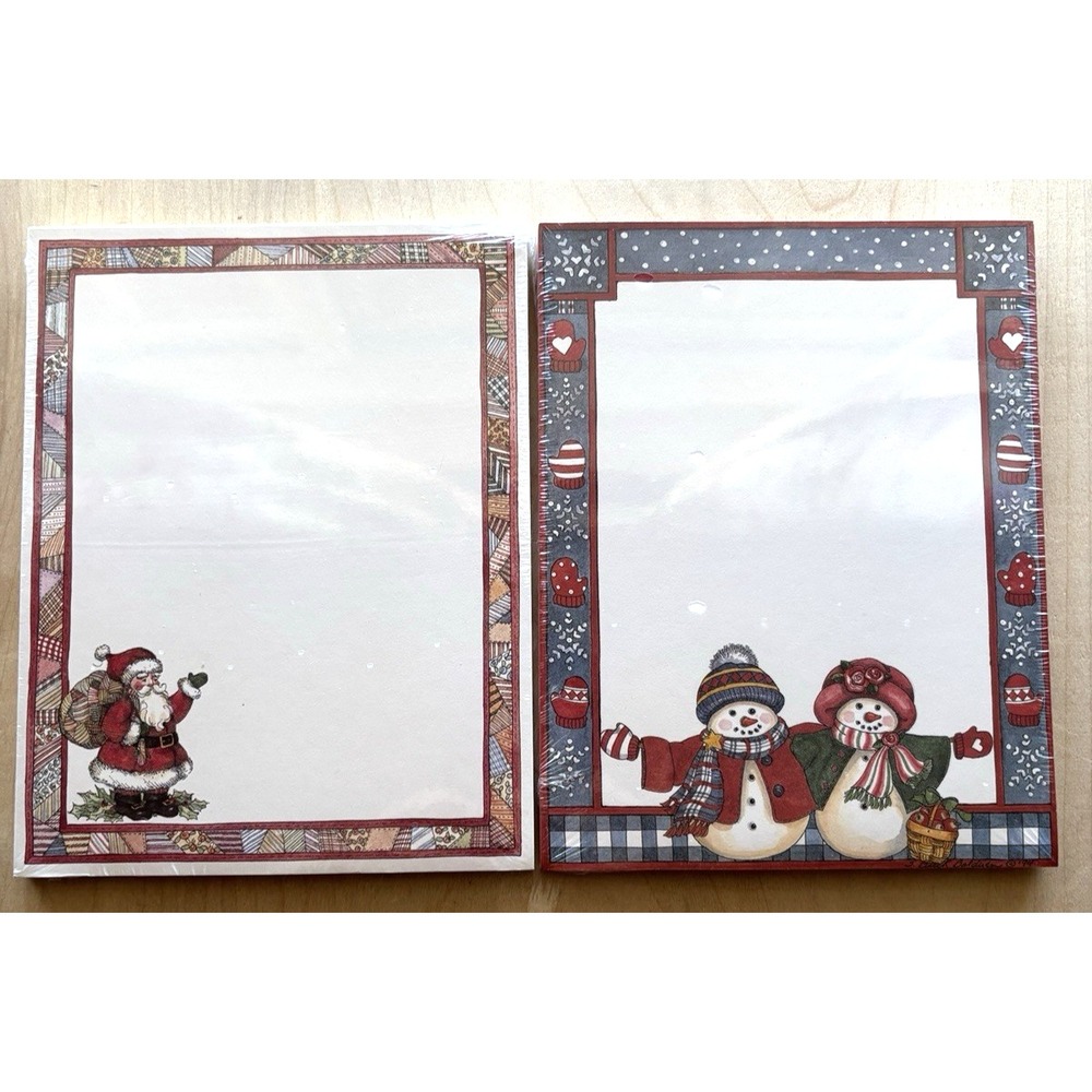Vtg Main St Press Christmas Note Pad LOT of 2 NIP Sherri Baldwin Snowmen Santa